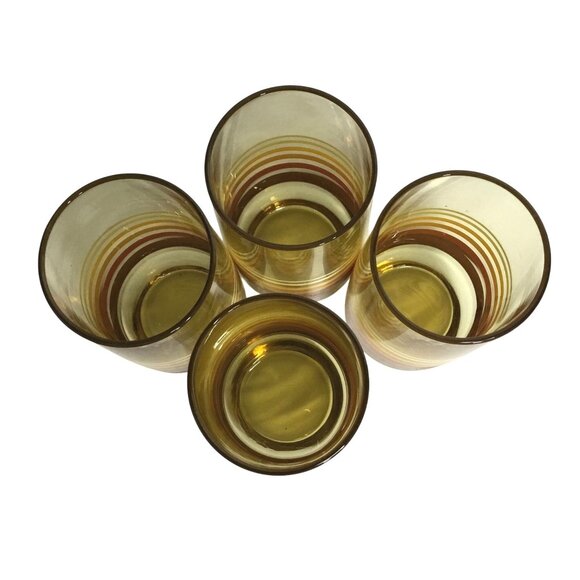 ANCHOR HOCKING VTG Striped Cooler Glasses Set 4 w/ Box 16oz NOS USA Barware MCM - Picture 4 of 12